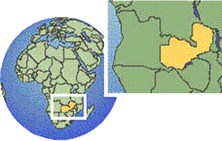 Map of Zambia, Africa